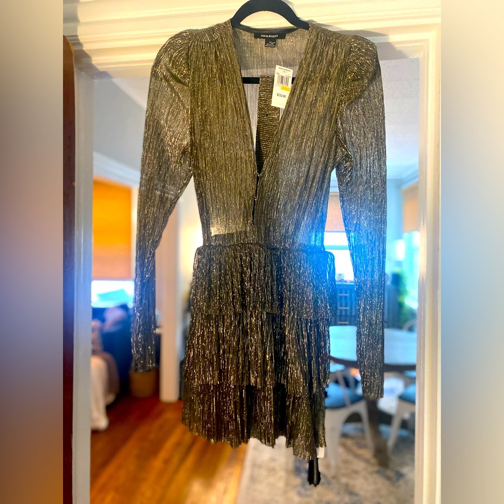 Sabina Musayev metallic Carry Pleated Mini Dress